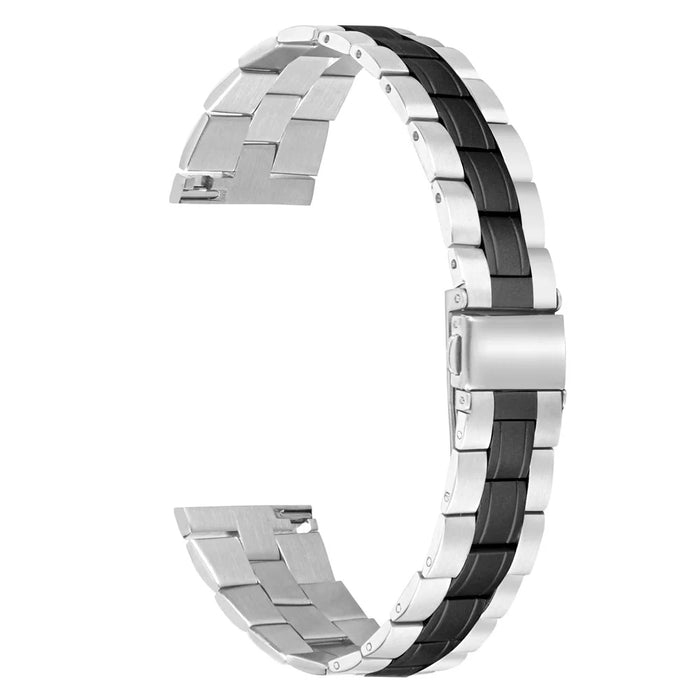 Three Bead Buckle Stainless Steel Chain for Fitbit Versa/Versa 2 Watchband Replacement - Black - 3