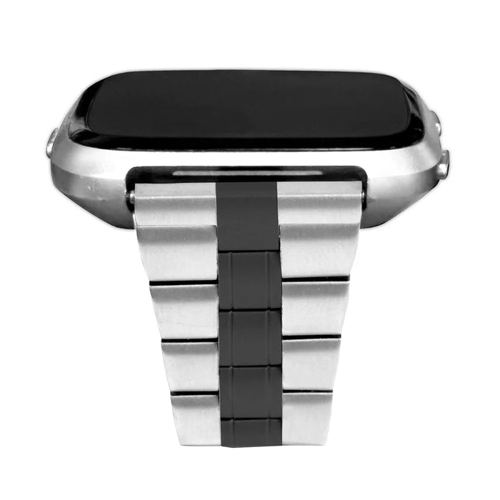 Three Bead Buckle Stainless Steel Chain for Fitbit Versa/Versa 2 Watchband Replacement - Black - 4