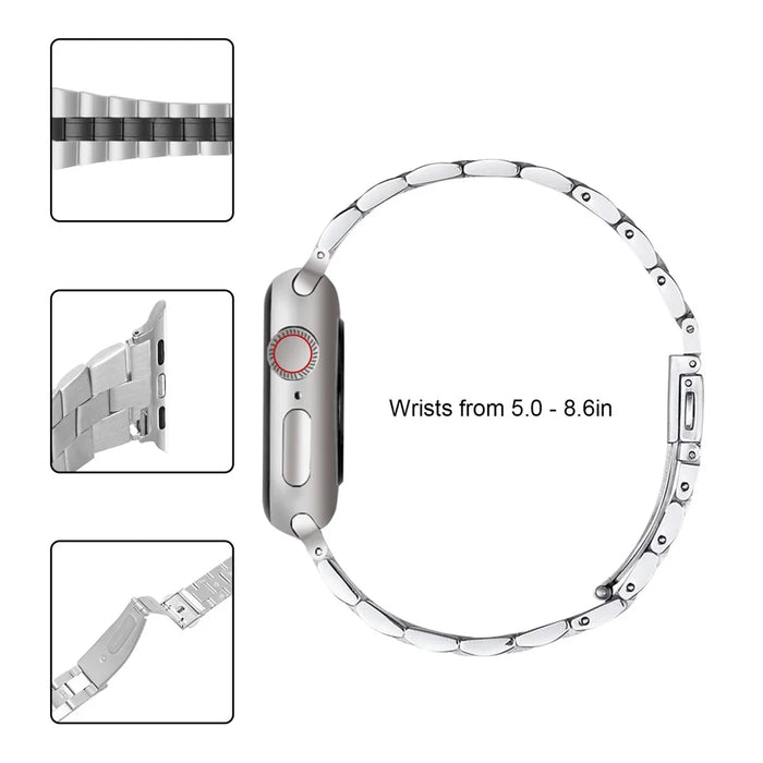 Three Bead Buckle Stainless Steel Chain for Fitbit Versa/Versa 2 Watchband Replacement - Black - 5