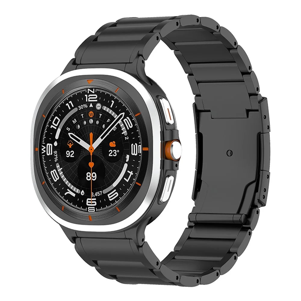 Titanium Steel Band for Samsung Galaxy Watch Ultra2 47mm / Watch Ultra (2025) 47mm / Watch Ultra 47mm Replacement 3-bead Watch Strap - Black - 2