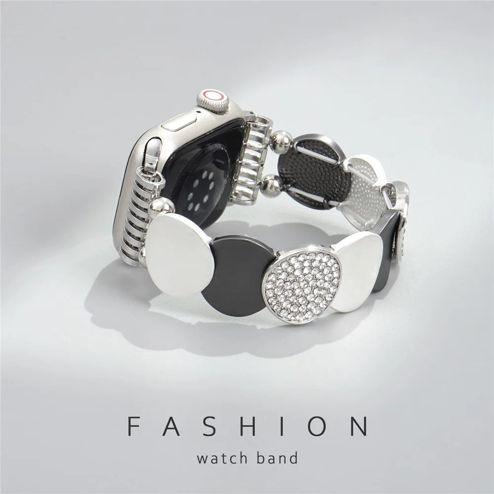 For Apple Watch Series 11 10 42mm / 9 8 7 41mm / SE3 SE2 SE 6 5 4 40mm / 3 2 1 38mm Round Pieces Zinc Alloy Strap - 3