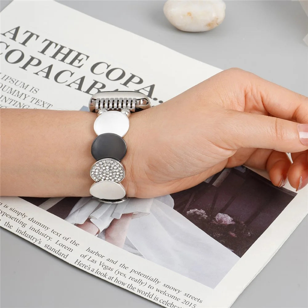 For Apple Watch Series 11 10 42mm / 9 8 7 41mm / SE3 SE2 SE 6 5 4 40mm / 3 2 1 38mm Round Pieces Zinc Alloy Strap - 5