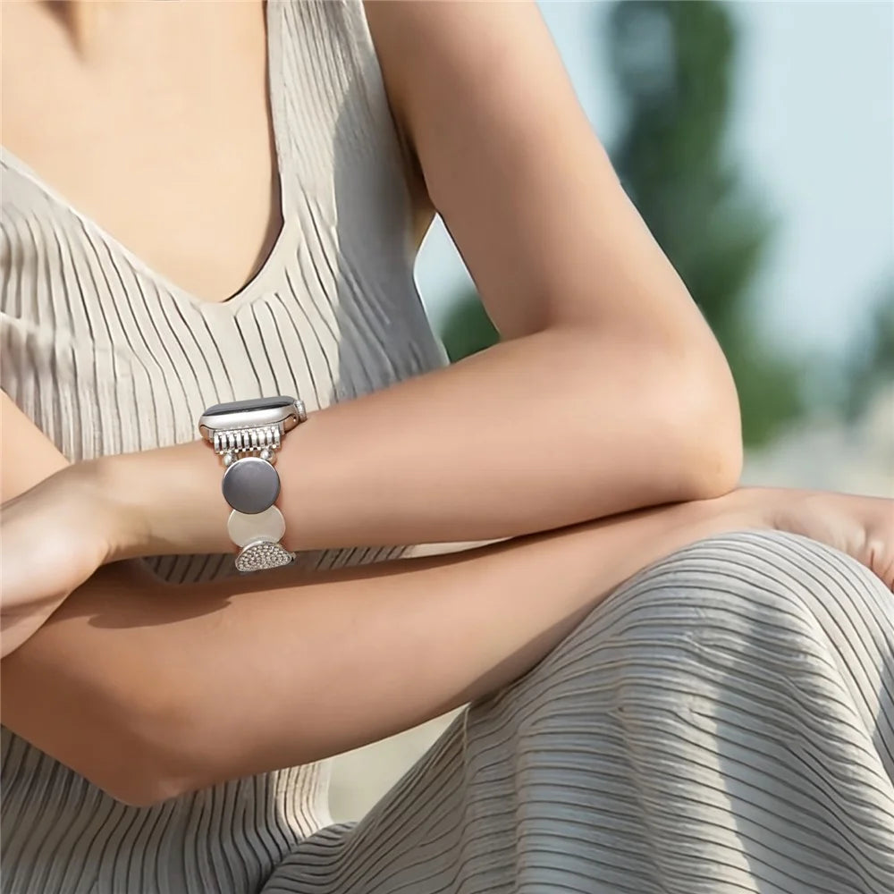 For Apple Watch Series 11 10 42mm / 9 8 7 41mm / SE3 SE2 SE 6 5 4 40mm / 3 2 1 38mm Round Pieces Zinc Alloy Strap - 7