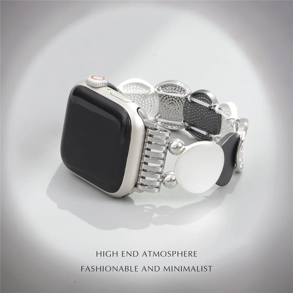 For Apple Watch Ultra 3 2 1 49mm / Series 11 10 46mm / 9 8 7 45mm / SE3 SE2 SE 6 5 4 44mm / 3 2 1 42mm Round Pieces Zinc Alloy Strap - 4