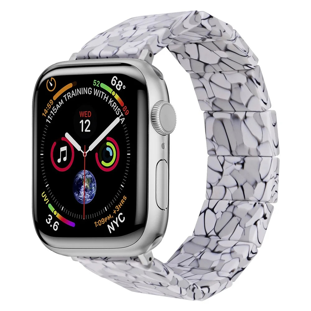 For Apple Watch Ultra 3 2 1 49mm / Series 11 10 46mm / 9 8 7 45mm / SE3 SE2 SE 6 5 4 44mm / 3 2 1 42mm Resin Blocks Strap - Crack - 2