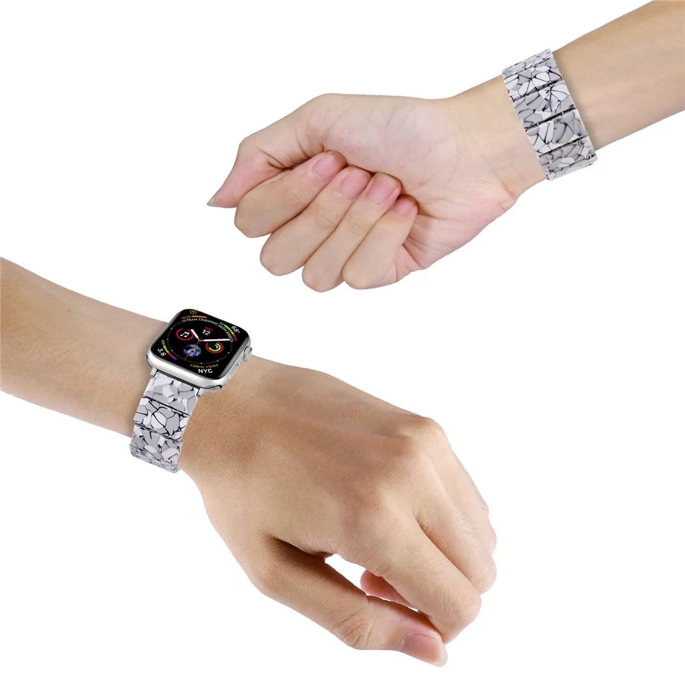 For Apple Watch Series 11 10 42mm / 9 8 7 41mm / SE3 SE2 SE 6 5 4 40mm / 3 2 1 38mm Resin Blocks Strap - Crack - 4