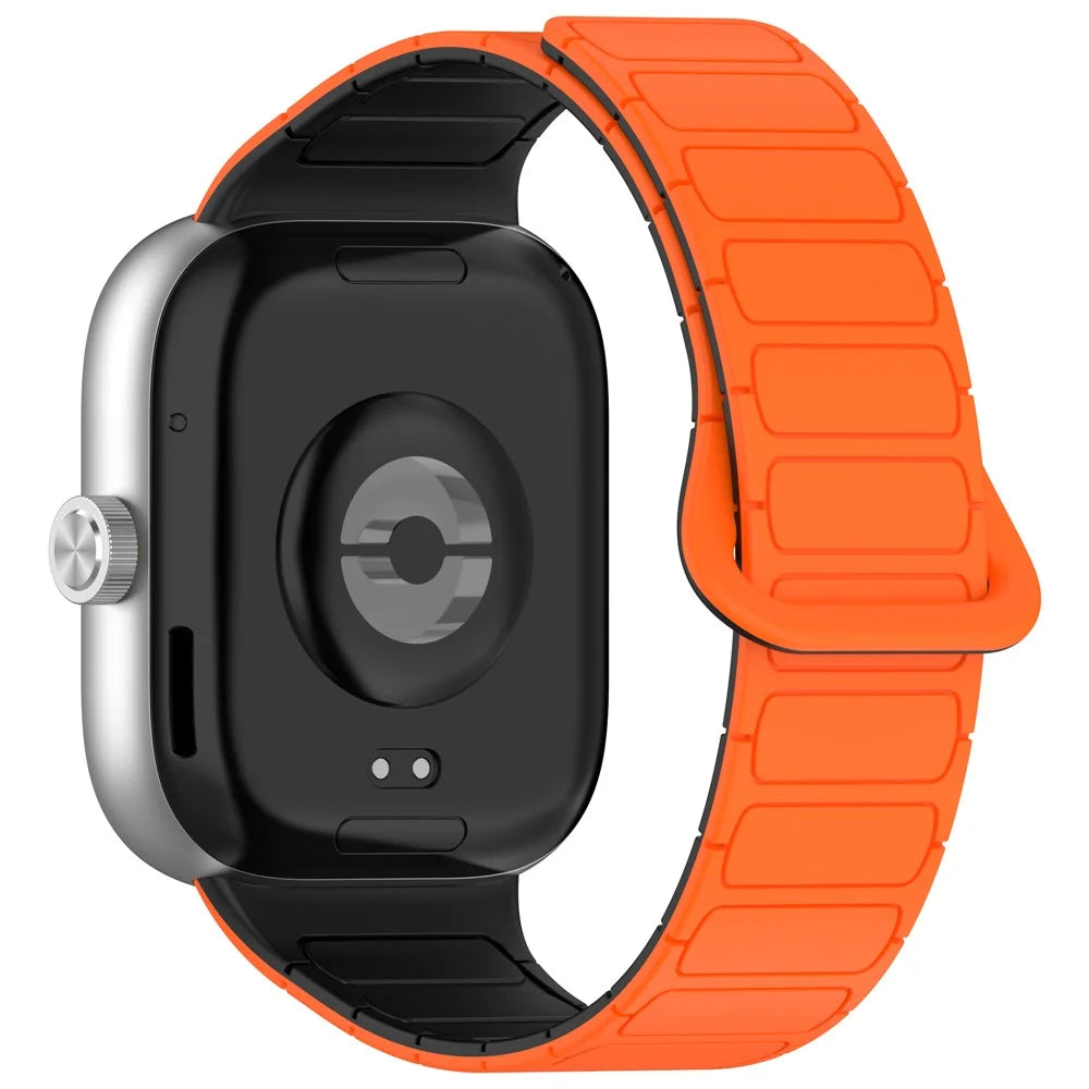 For Xiaomi Smart Band 10 Pro / 9 Pro / 8 Pro / Redmi Watch 6 / 5 / 4 Magnetic TPU Watch Strap Dual Color Strap - Orange+Black - 1