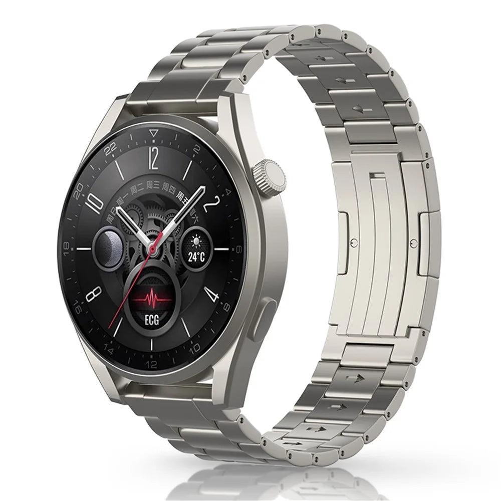 For Huawei Watch GT 4 46mm / GT 3 46mm / GT 2 46mm Titanium Alloy Watch Band 22mm 3-Bead Strap - Titanium - 2