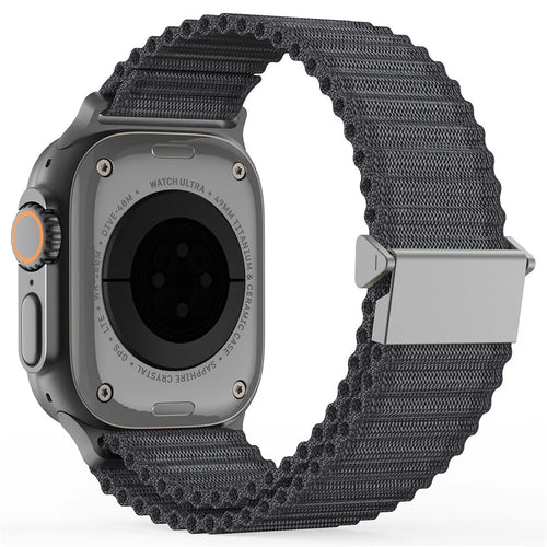 DUX DUCIS For Apple Watch Series 11 10 42mm / 9 8 7 41mm / SE3 SE2 SE 6 5 4 40mm / 3 2 1 38mm Nylon Watch Band Hook Buckle - Dark Grey - 1