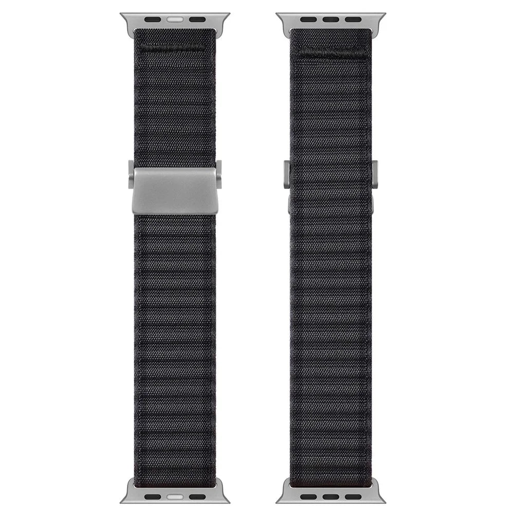 DUX DUCIS For Apple Watch Series 11 10 42mm / 9 8 7 41mm / SE3 SE2 SE 6 5 4 40mm / 3 2 1 38mm Nylon Watch Band Hook Buckle - Dark Grey - 2