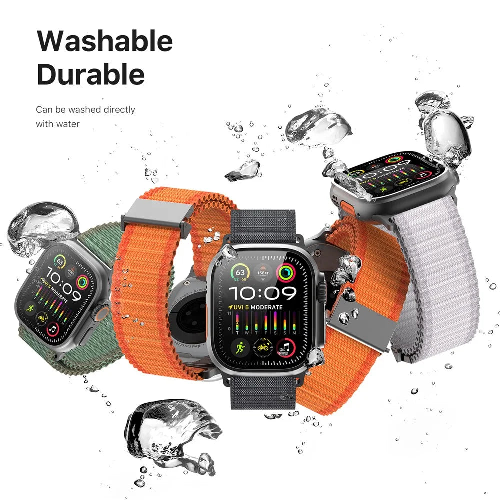 DUX DUCIS For Apple Watch Series 11 10 42mm / 9 8 7 41mm / SE3 SE2 SE 6 5 4 40mm / 3 2 1 38mm Nylon Watch Band Hook Buckle - Dark Grey - 7