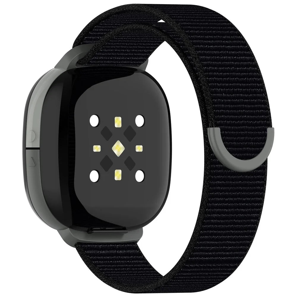 For Fitbit Ace LTE Children Watch Watchband Round Tail Braided Nylon Wrist Strap - Black - 1