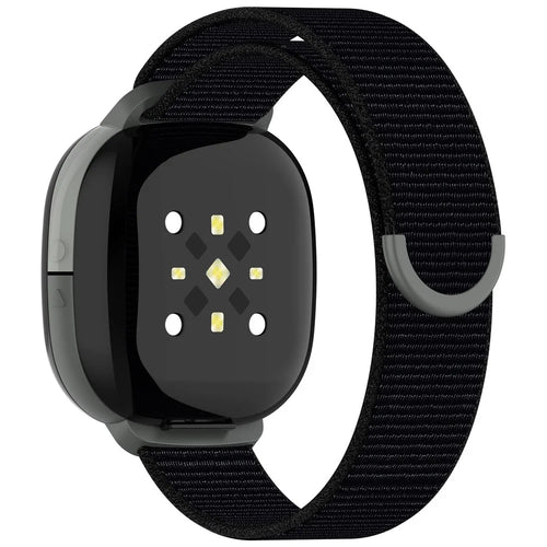 For Fitbit Ace LTE Children Watch Watchband Round Tail Braided Nylon Wrist Strap - Black - 1