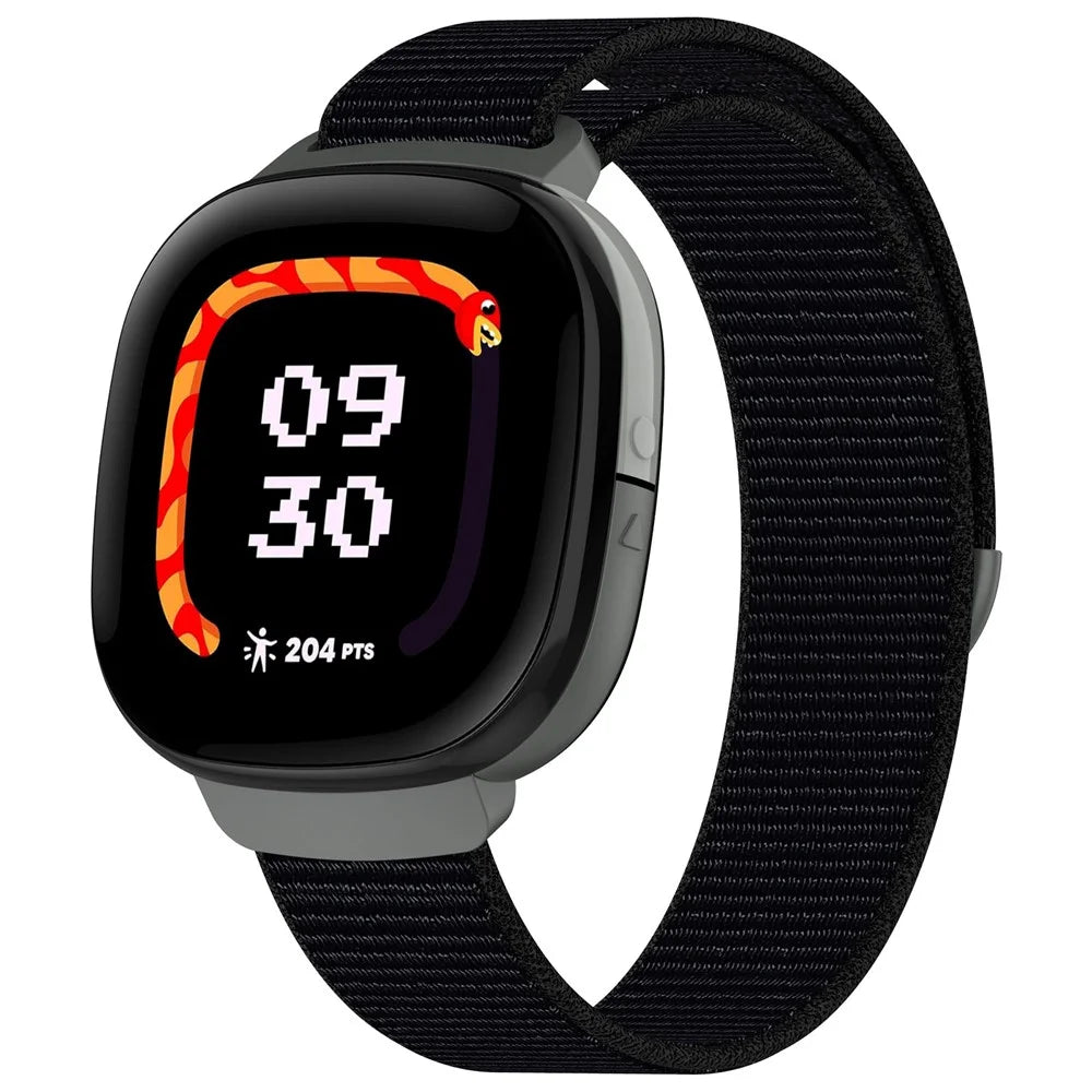 For Fitbit Ace LTE Children Watch Watchband Round Tail Braided Nylon Wrist Strap - Black - 3
