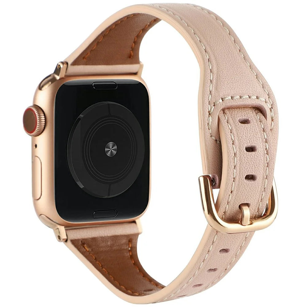 For Apple Watch Ultra 3 2 1 49mm / Series 11 10 46mm / 9 8 7 45mm / SE3 SE2 SE 6 5 4 44mm / 3 2 1 42mm Watch Strap - Pink+Rose Gold Buckle - 1