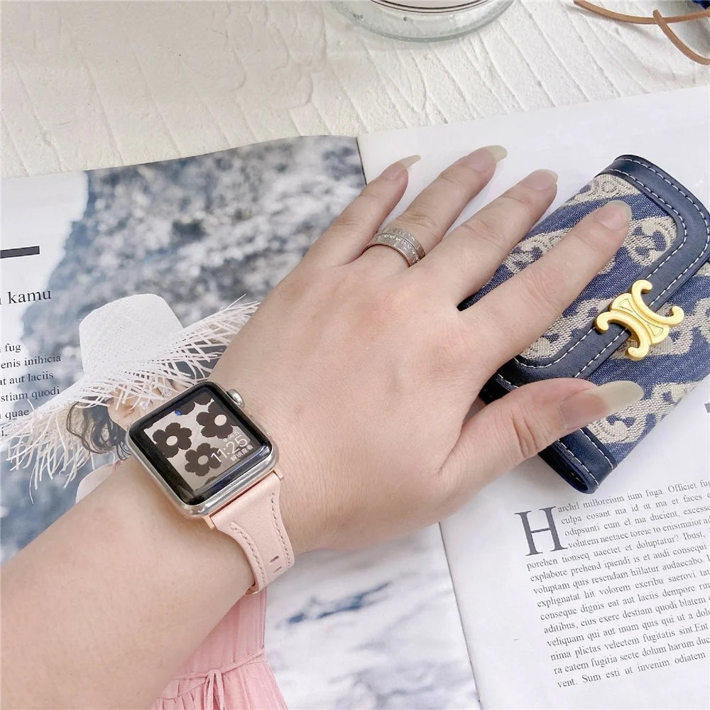 For Apple Watch Ultra 3 2 1 49mm / Series 11 10 46mm / 9 8 7 45mm / SE3 SE2 SE 6 5 4 44mm / 3 2 1 42mm Watch Strap - Pink+Rose Gold Buckle - 6