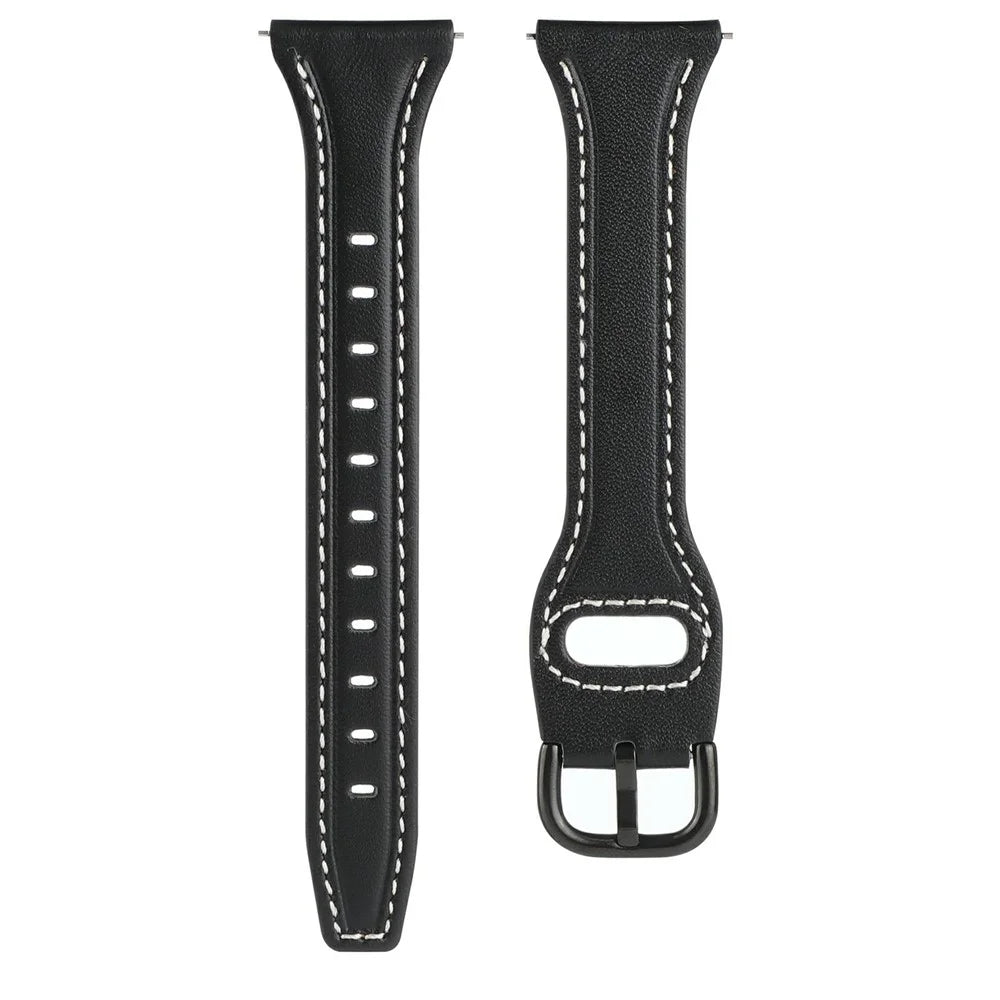 For Samsung Galaxy Watch7 44mm 40mm / Watch FE 40mm / Huawei Watch GT 3 42mm Genuine Cow Leather 20mm Watch Strap - Black+Black Buckle - 3