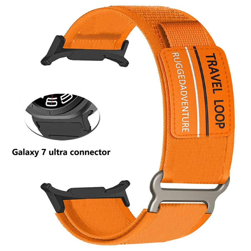 For Samsung Galaxy Watch Ultra2 47mm / Watch Ultra (2025) 47mm / Watch Ultra 47mm Watch Band Adjustable Loop Fastener Nylon Strap - Orange - 2