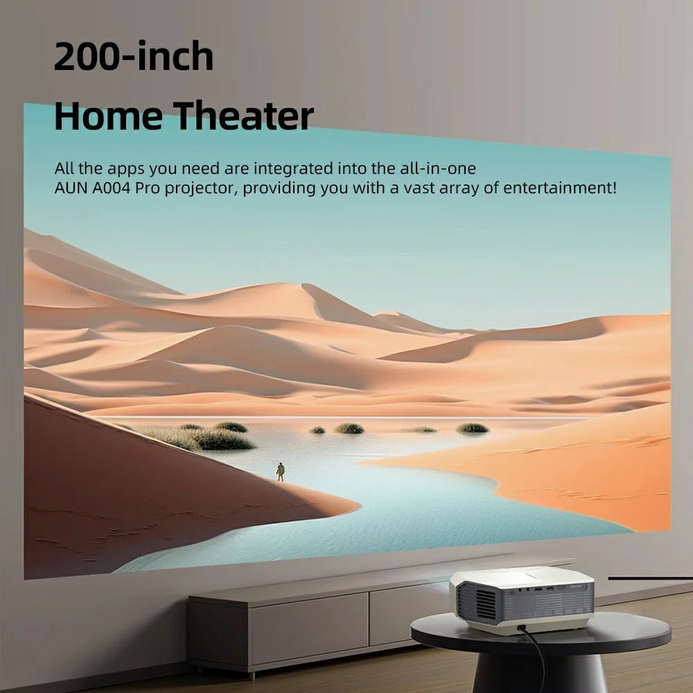 AUN A004 Pro 4-inch LCD Full HD 1080P Home Theater Wifi+Bluetooth-compatible Android 9.0 Projector - US Plug - 2