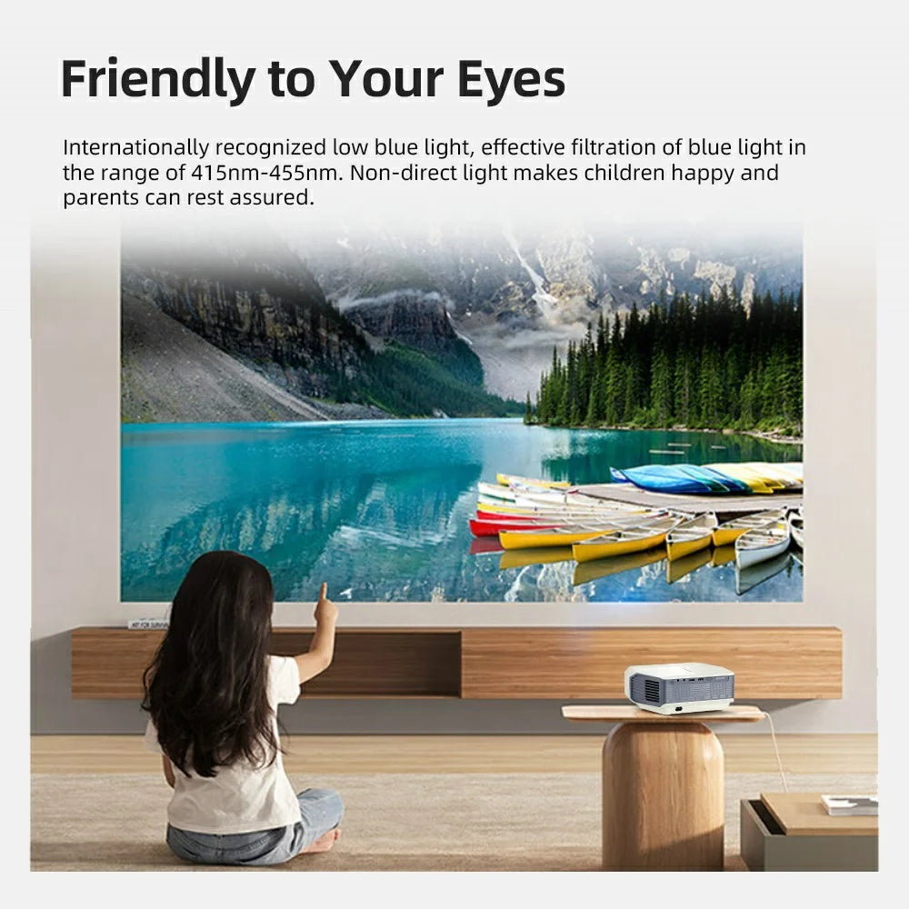 AUN A004 Pro 4-inch LCD Full HD 1080P Home Theater Wifi+Bluetooth-compatible Android 9.0 Projector - US Plug - 5