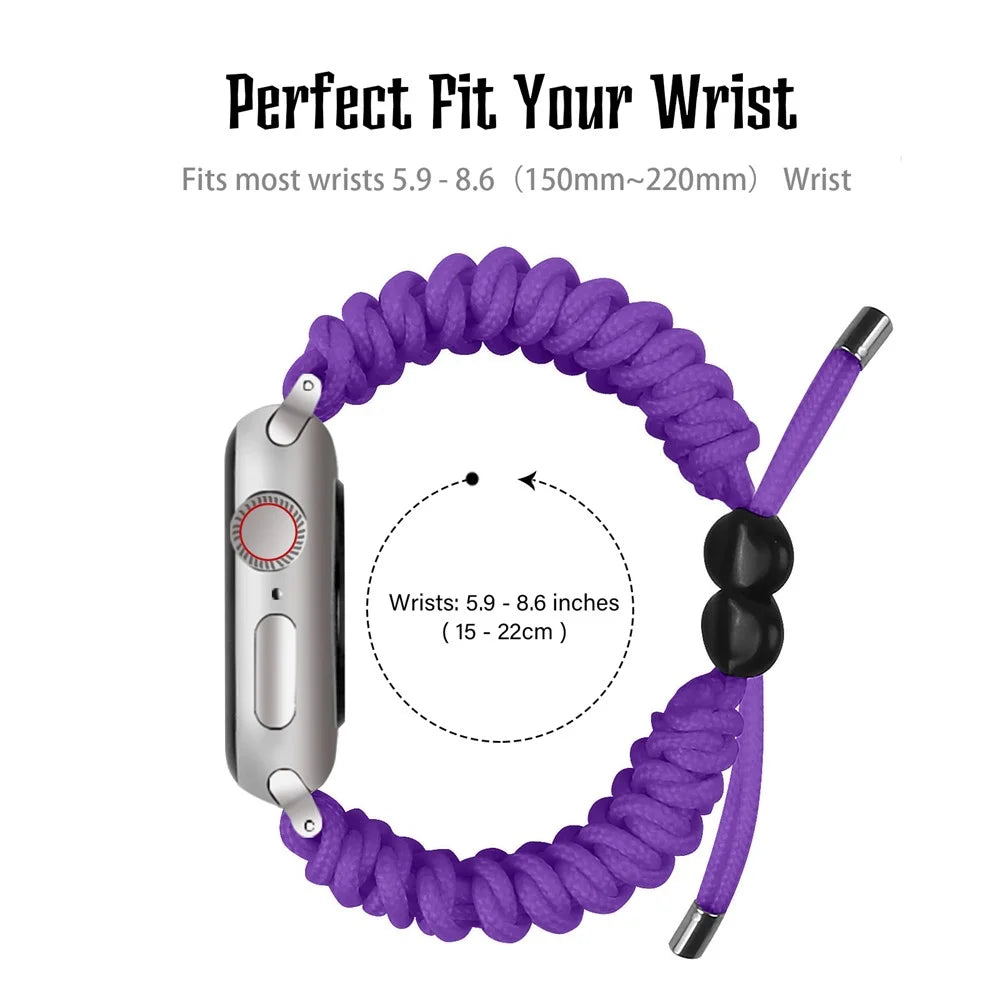 Multi-Color Adjustable Braided Rope New Style Watchband Replacement for Apple Watch Series 11 10 42mm / 9 8 7 41mm / SE3 SE2 SE 6 5 4 40mm / 3 2 1 38mm - Purple - 5