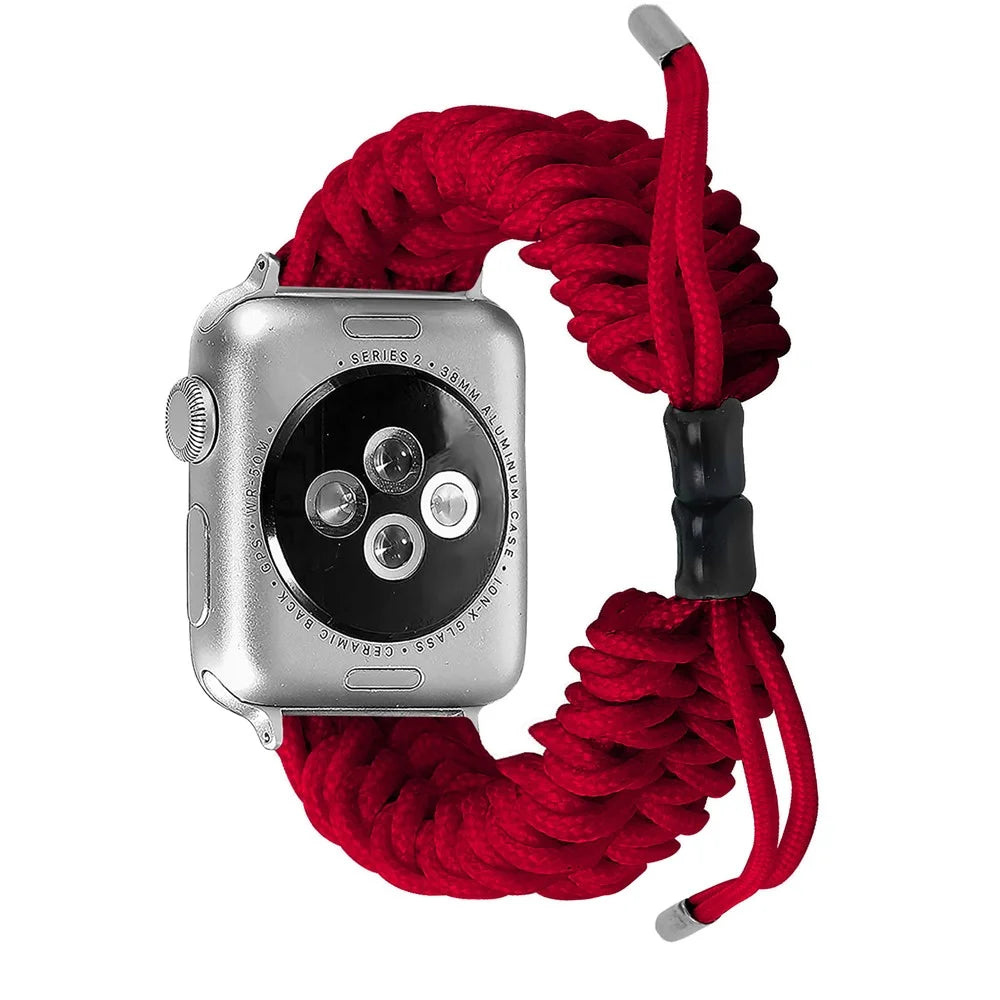 Adjustable Braided Rope New Style Watchband Replacement for Apple Watch Ultra 3 2 1 49mm / Series 11 10 46mm / 9 8 7 45mm / SE3 SE2 SE 6 5 4 44mm / 3 2 1 42mm - Red - 4