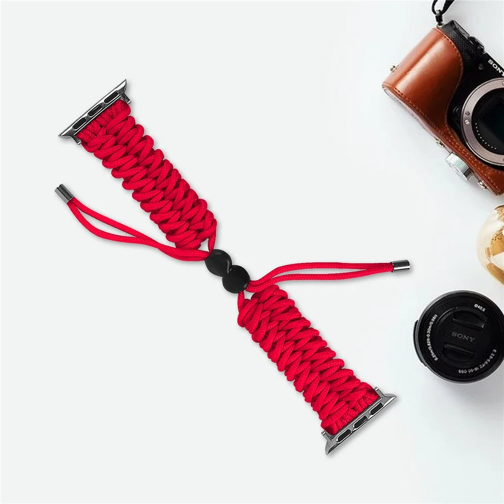 Adjustable Braided Rope New Style Watchband Replacement for Apple Watch Ultra 3 2 1 49mm / Series 11 10 46mm / 9 8 7 45mm / SE3 SE2 SE 6 5 4 44mm / 3 2 1 42mm - Red - 6