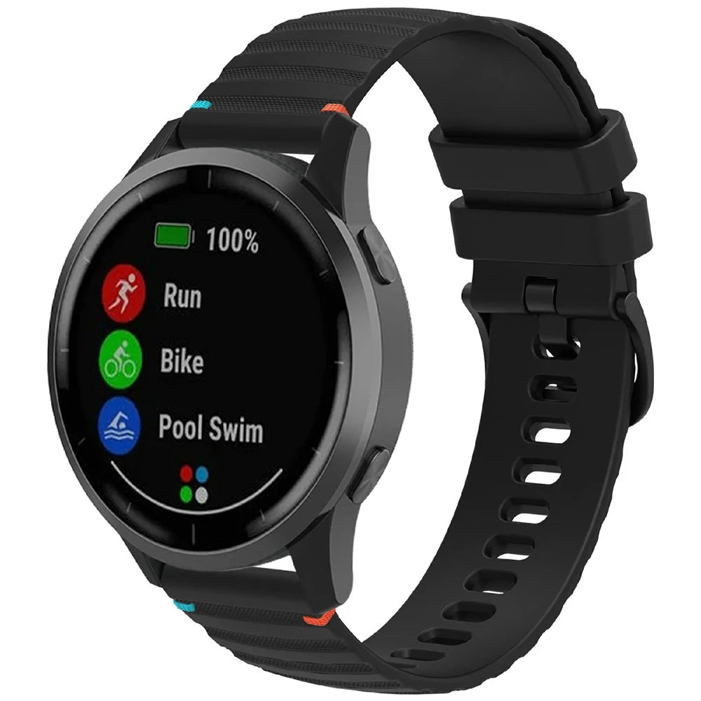 For Samsung Galaxy Watch3 45mm / Galaxy Watch 46mm / Huawei Watch GT 4 46mm Universal 22mm Silicone Watch Strap - Black - 3