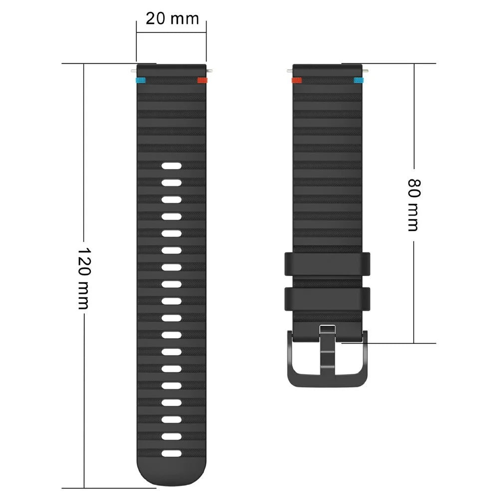 For Samsung Galaxy Watch7 44mm / 40mm / Watch FE 40mm / Watch6 44mm / 40mm Universal 20mm Silicone Watch Strap - Black - 5