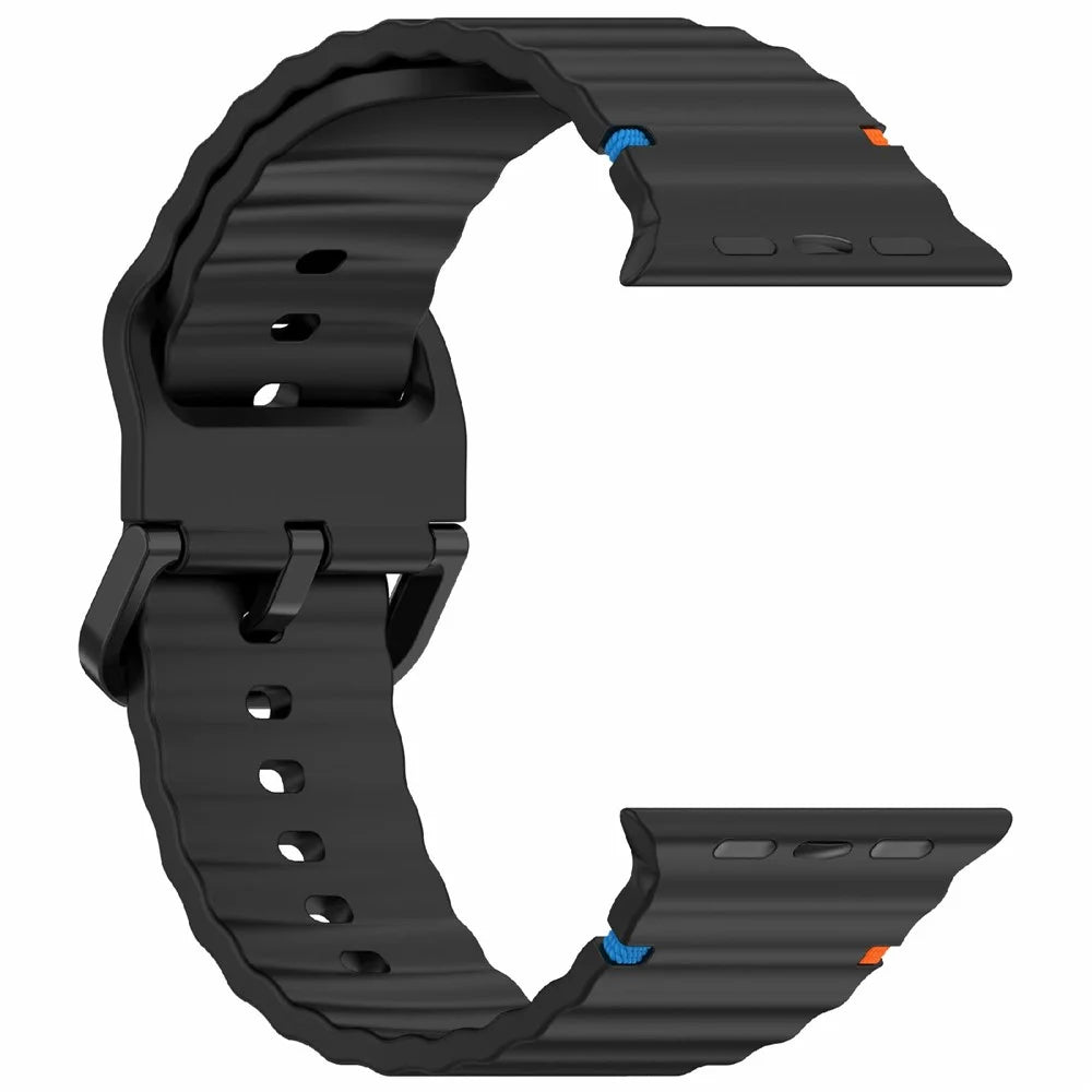 Silicone Strap for Apple Watch Series 11 10 42mm / 9 8 7 41mm / SE3 SE2 SE 6 5 4 40mm / 3 2 1 38mm Band - Black - 4