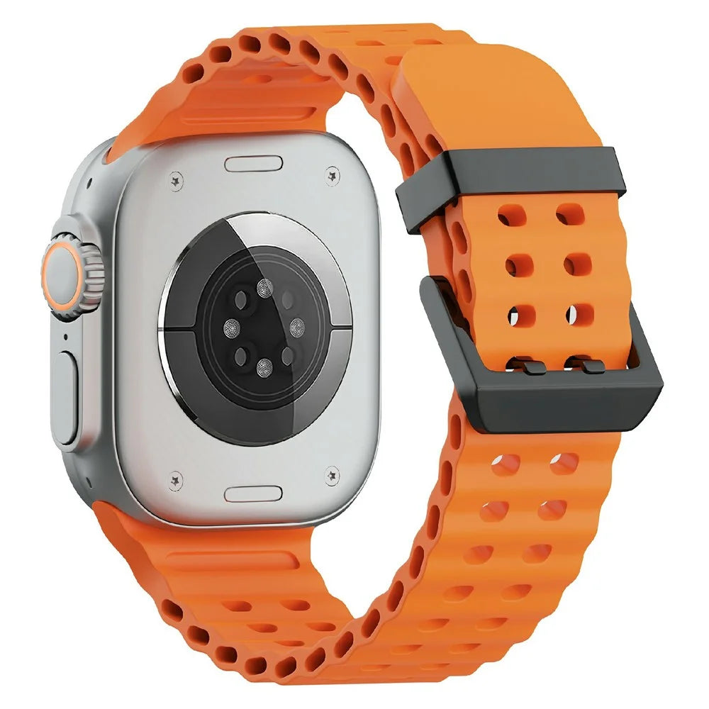 Silicone Strap for Apple Watch Ultra 3 2 1 49mm / Series 11 10 46mm / 9 8 7 45mm / SE3 SE2 SE 6 5 4 44mm / 3 2 1 42mm - Orange - 1