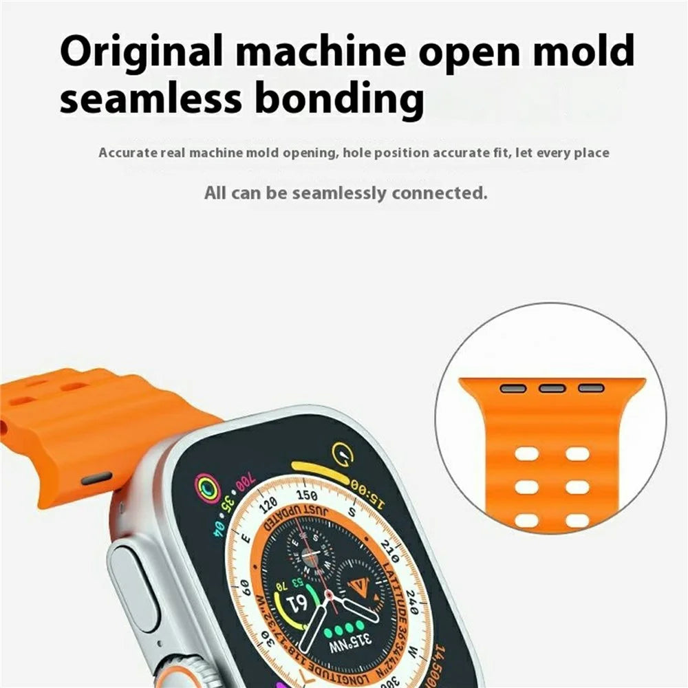 Silicone Strap for Apple Watch Ultra 3 2 1 49mm / Series 11 10 46mm / 9 8 7 45mm / SE3 SE2 SE 6 5 4 44mm / 3 2 1 42mm - Orange - 4