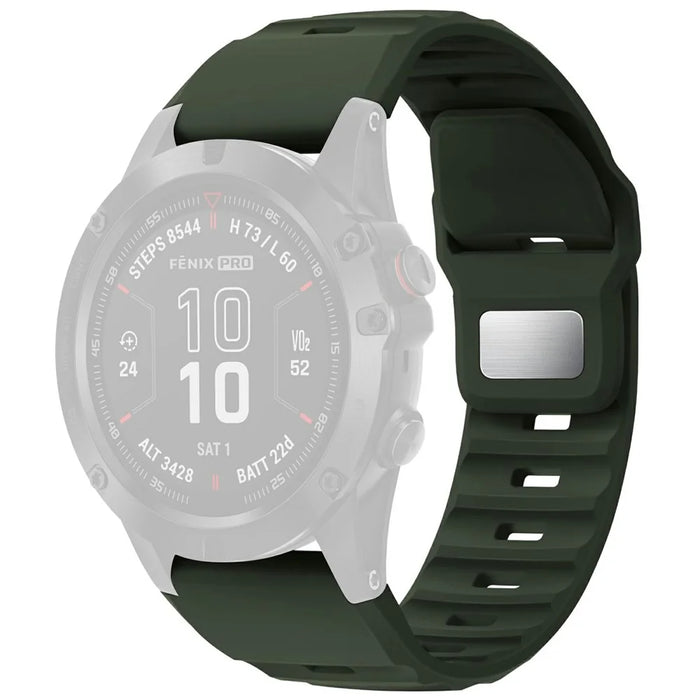 Silicone Strap for Garmin Fenix 7X Pro / Fenix 7X Quickfit 26mm Replacement Watch Band - Army Green - 1