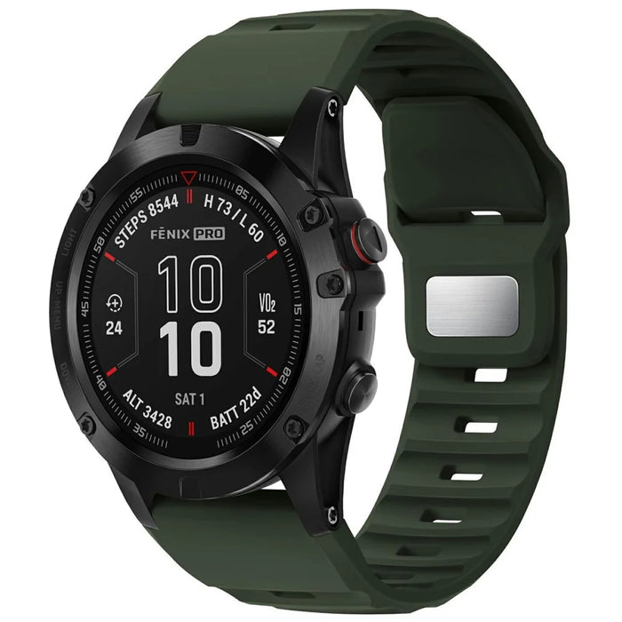 Silicone Strap for Garmin Fenix 7X Pro / Fenix 7X Quickfit 26mm Replacement Watch Band - Army Green - 2