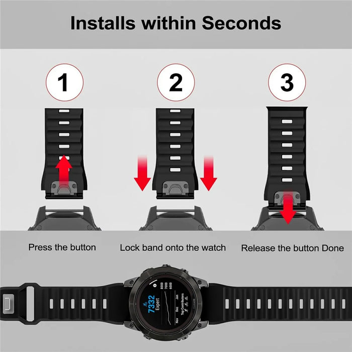 Silicone Strap for Garmin Fenix 7X Pro / Fenix 7X Quickfit 26mm Replacement Watch Band - Army Green - 7