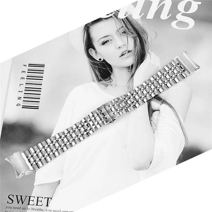 For Samsung Galaxy Watch7 44mm 40mm Metal Watch Band 7-Beads Strap with Quick Release Connector - Silver - 3