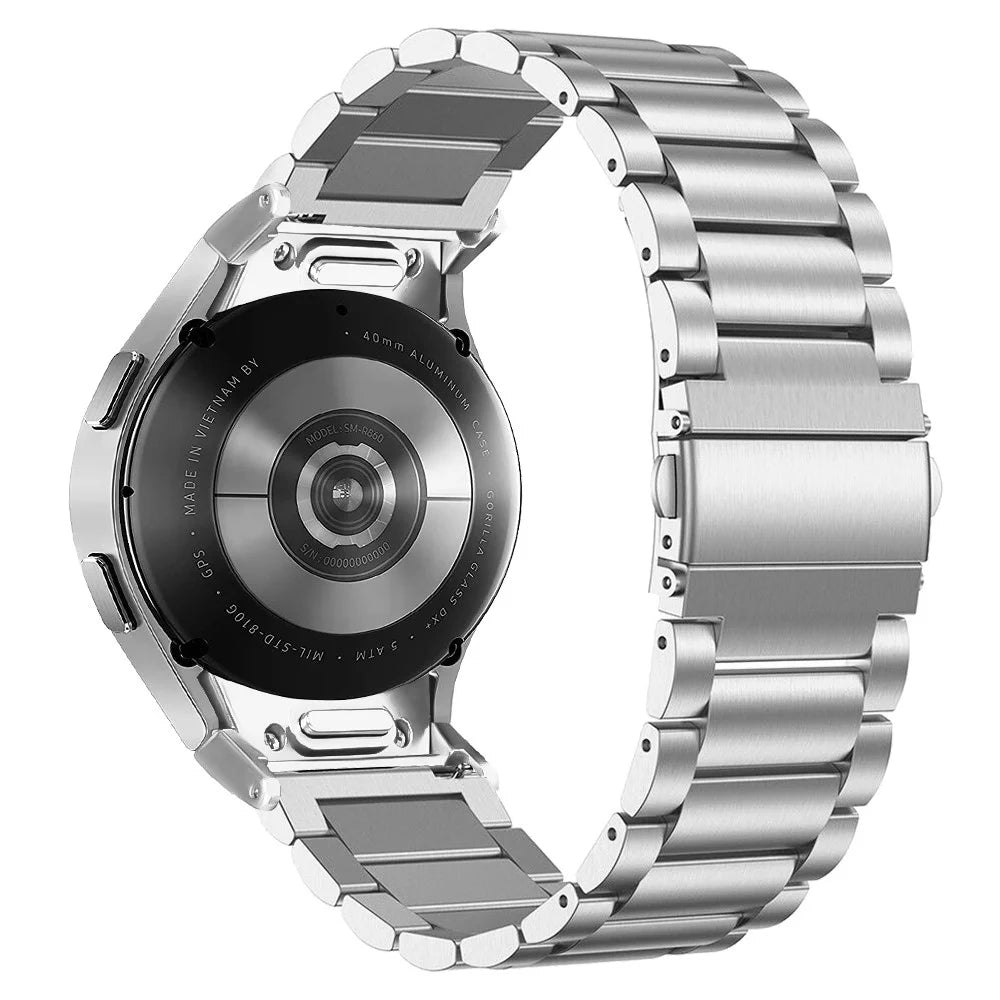For Samsung Galaxy Watch7 40mm / 44mm Strap Quick Release Connector Stainless Steel Watch Band - Silver - 1