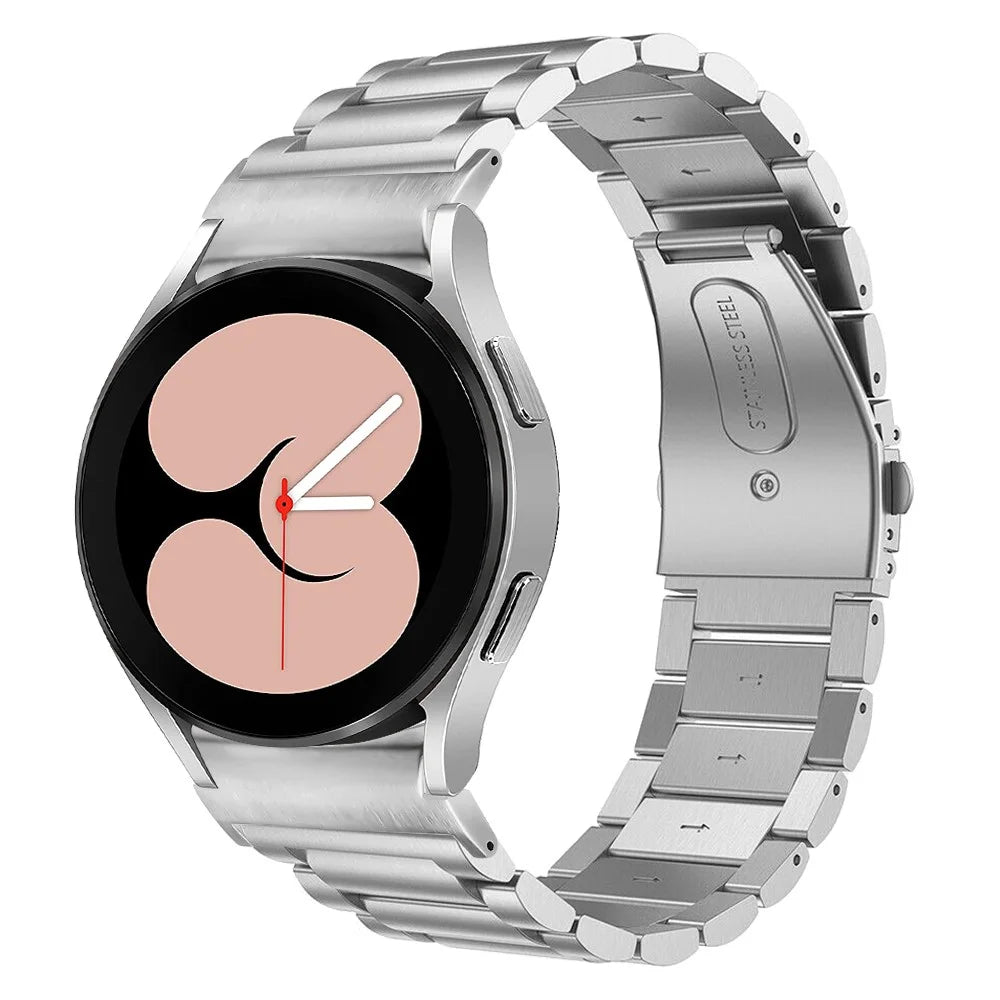 For Samsung Galaxy Watch7 40mm / 44mm Strap Quick Release Connector Stainless Steel Watch Band - Silver - 4