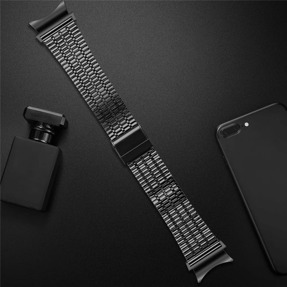 For Samsung Galaxy Watch7 44mm 40mm Watch Band 7-Beads Stainless Steel Wrist Strap - Black - 4