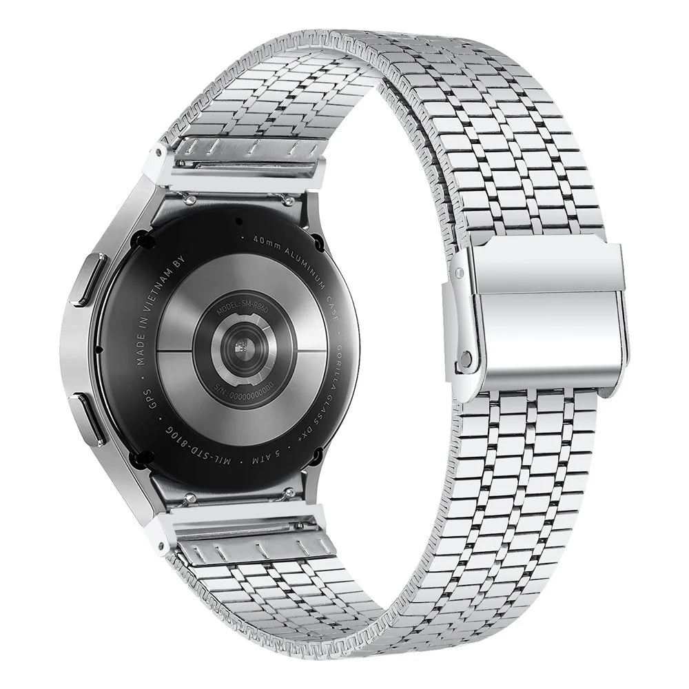 For Samsung Galaxy Watch7 44mm / 40mm Replacement Band with Connector 7-Bead Stainless Steel Smart Watch Strap, Silver - 1