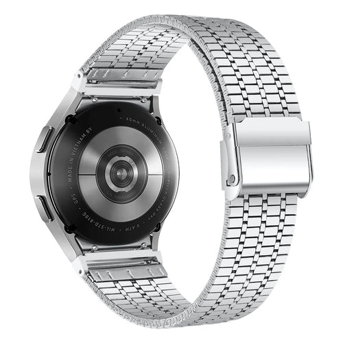 For Samsung Galaxy Watch7 44mm / 40mm Replacement Band with Connector 7-Bead Stainless Steel Smart Watch Strap, Silver - 1