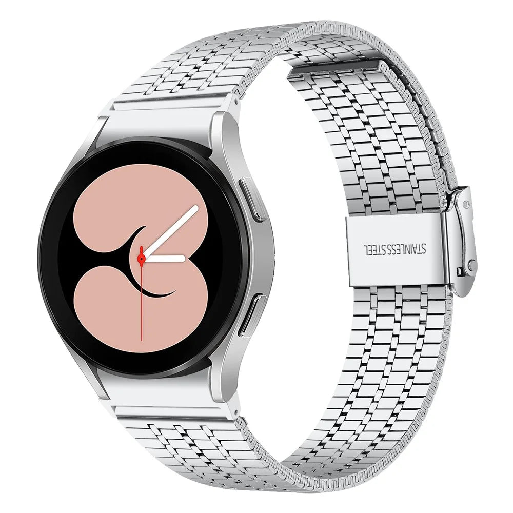 For Samsung Galaxy Watch7 44mm / 40mm Replacement Band with Connector 7-Bead Stainless Steel Smart Watch Strap, Silver - 2