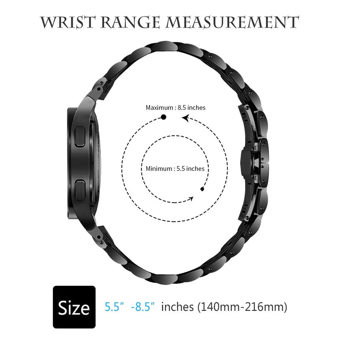 For Samsung Galaxy Watch7 44mm / 40mm Stainless Steel Band 7-Bead Smart Watch Strap with Connector - Black - 4