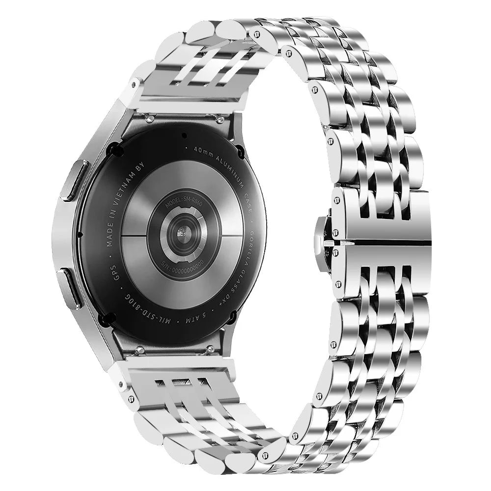 For Samsung Galaxy Watch7 44mm / 40mm Stainless Steel Band with Connector 7-Bead Smart Watch Strap, Silver - 1