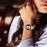 For Samsung Galaxy Watch7 44mm 40mm Stainless Steel Watch Band 3-Beads Wrist Strap - Retro Gold - 5