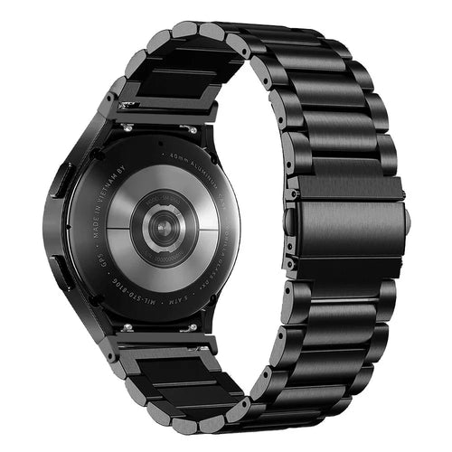 For Samsung Galaxy Watch7 44mm 40mm Stainless Steel Watch Band 3-Beads Wrist Strap - Black - 1