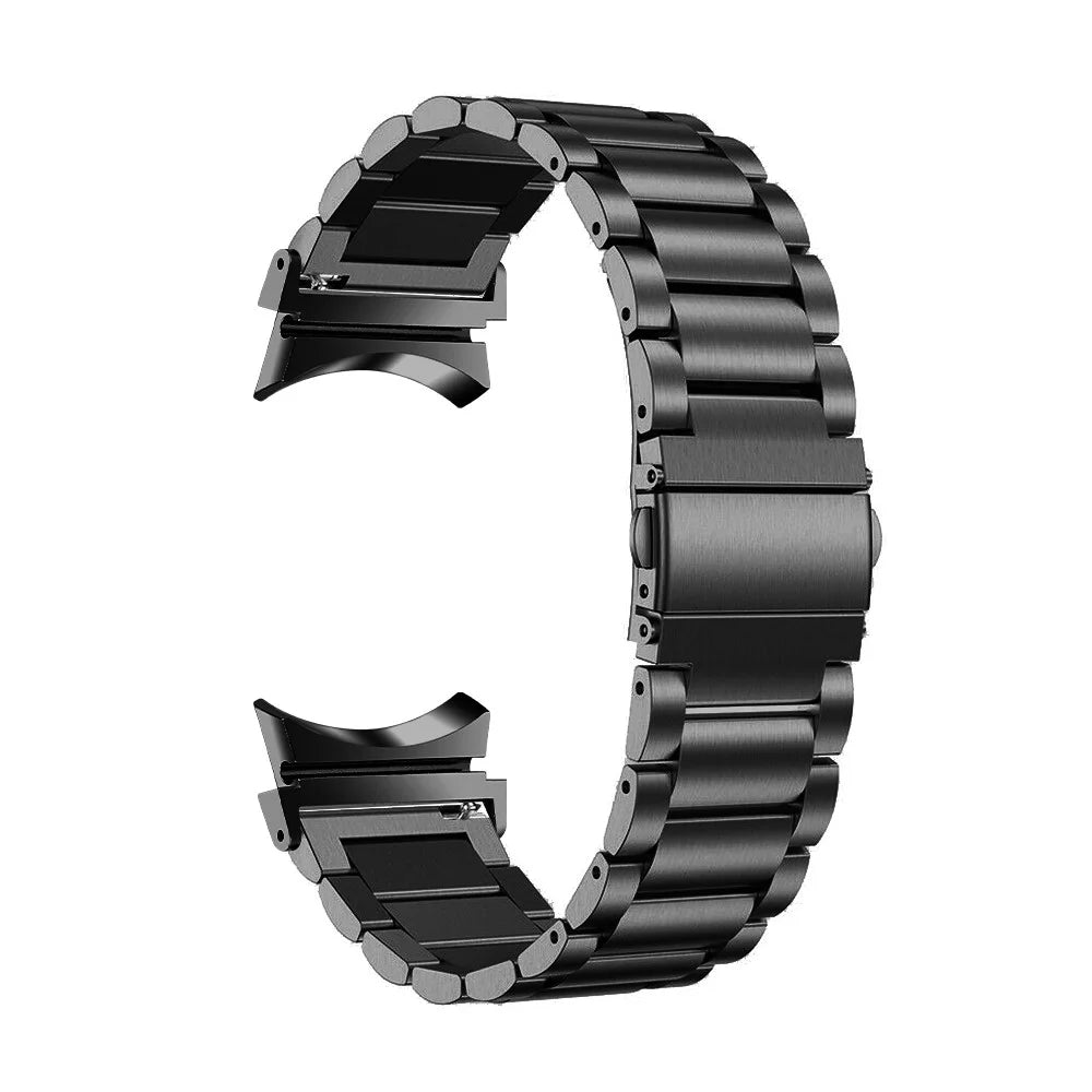 For Samsung Galaxy Watch7 44mm 40mm Stainless Steel Watch Band 3-Beads Wrist Strap - Black - 2
