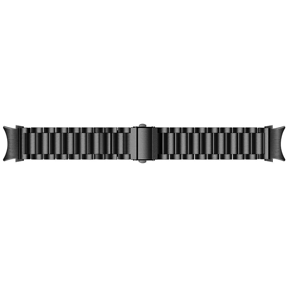 For Samsung Galaxy Watch7 44mm 40mm Stainless Steel Watch Band 3-Beads Wrist Strap - Black - 3