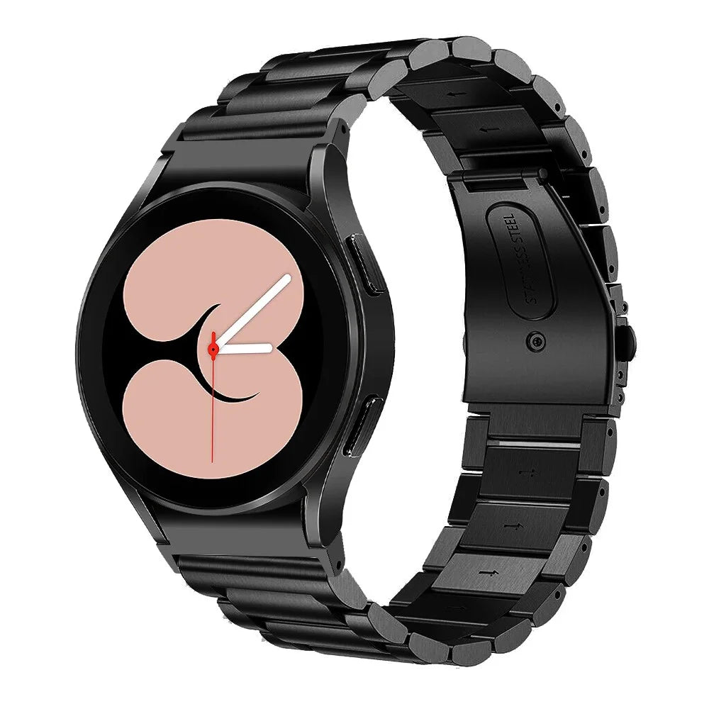 For Samsung Galaxy Watch7 44mm 40mm Stainless Steel Watch Band 3-Beads Wrist Strap - Black - 4