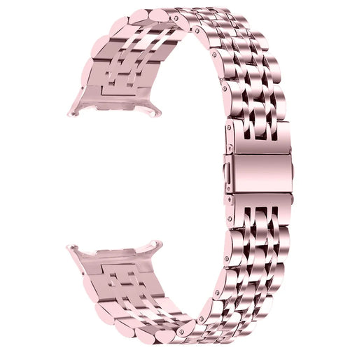 For Samsung Galaxy Watch Ultra2 47mm / Watch Ultra (2025) 47mm / Watch Ultra 47mm Replacement Band 7-Bead Stainless Steel Smart Watch Strap - Rose Pink - 1
